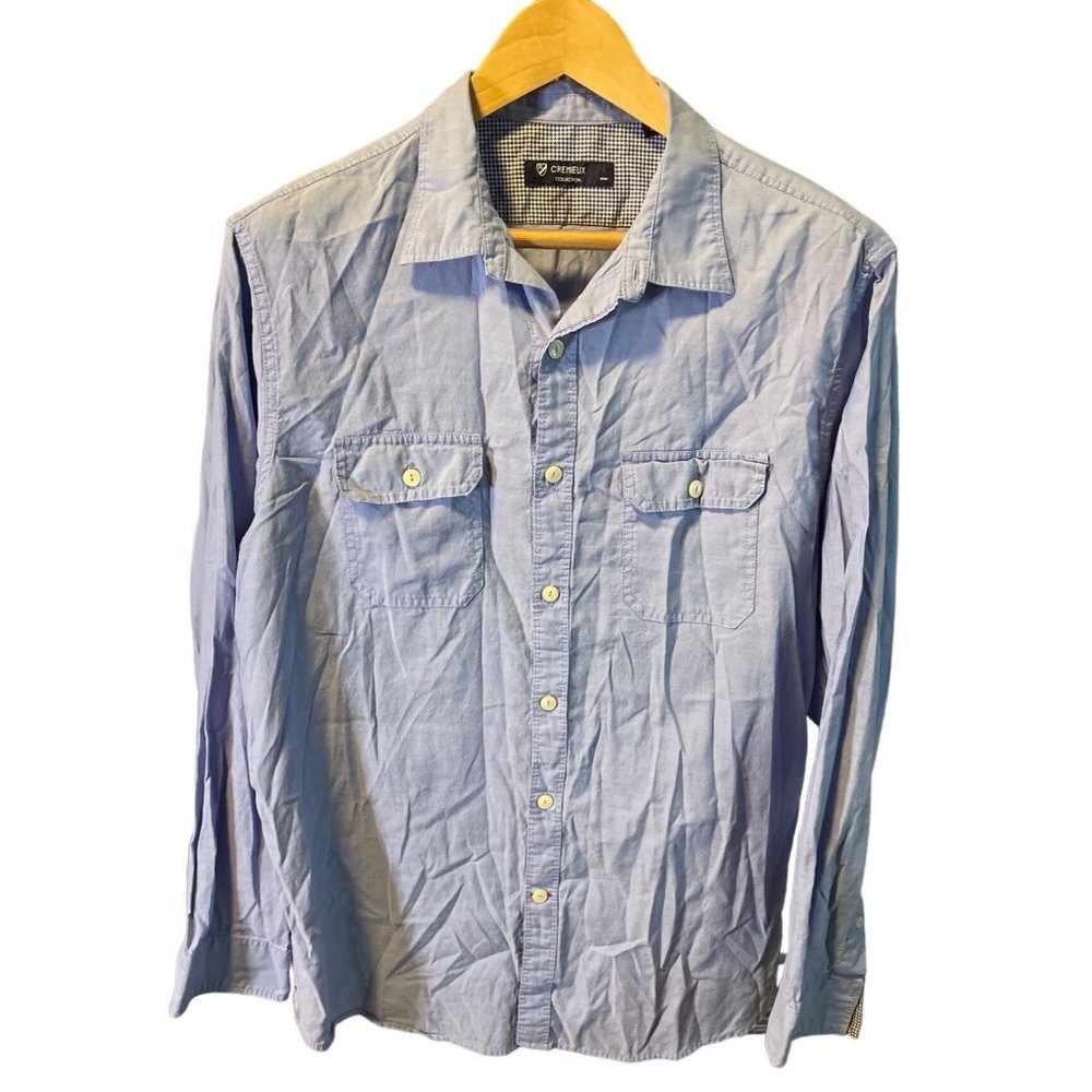 Cremieux Collection Blue Button Up Top Shirt Sz L